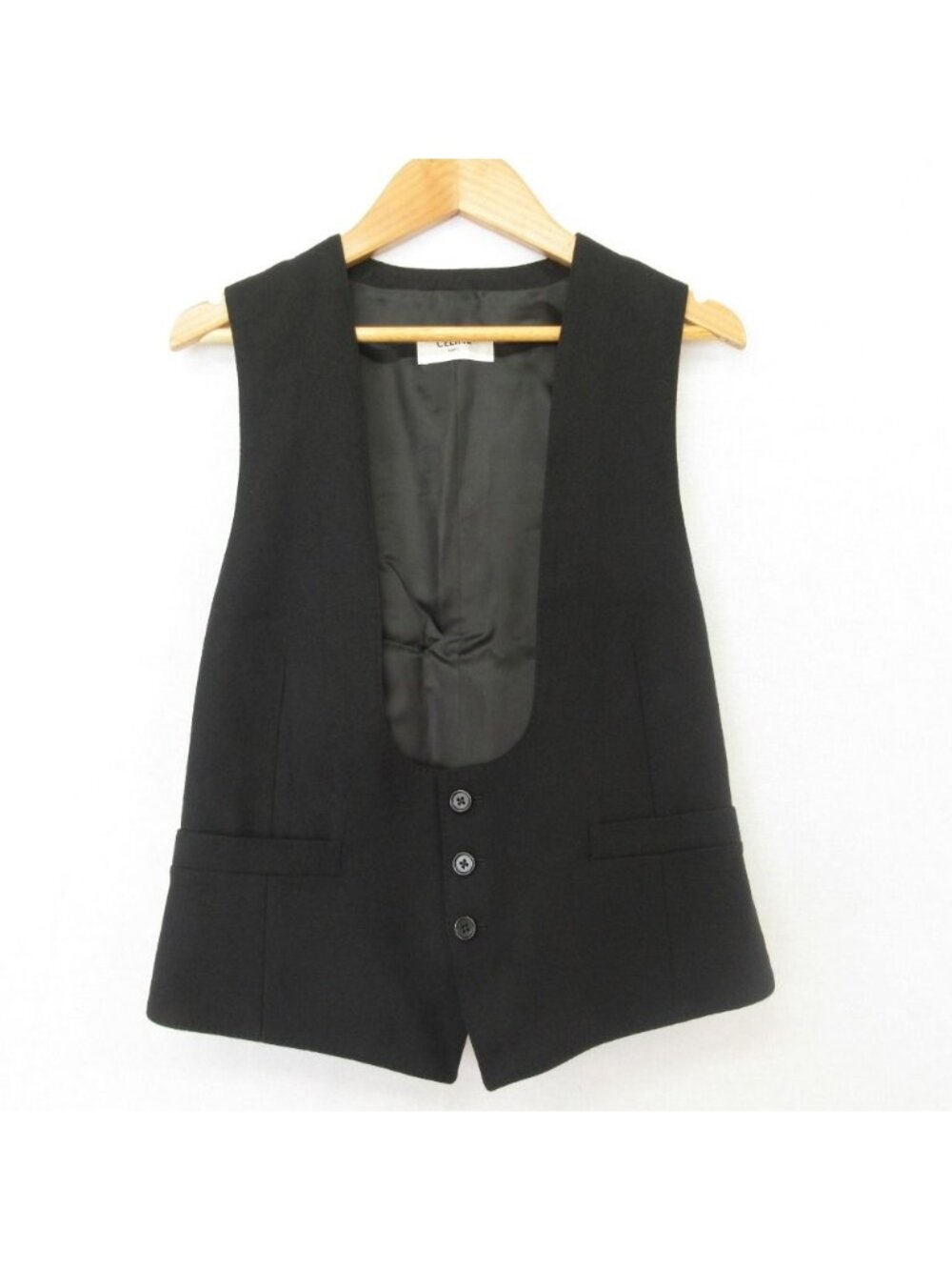Celine Cashmere Flannel Gilet Vest 36 Black